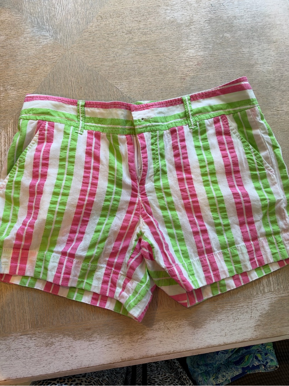 Lilly Pulitzer Originals Pink Green White Striped Shorts Size 6 Preppy